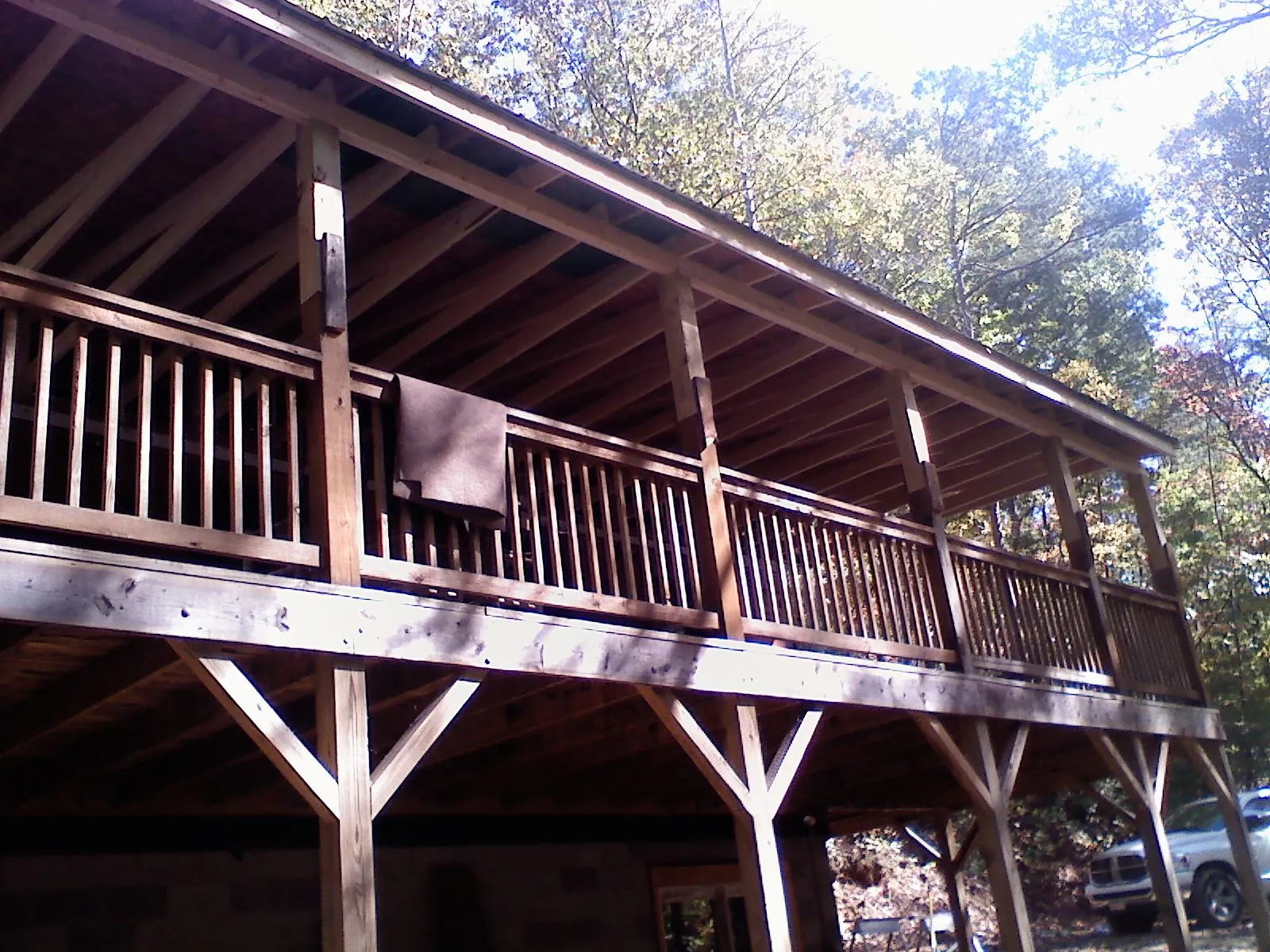 Timber framing under a new elevated porch and deck — Roof Leak Repair in Tullahoma by Roofing Brothers